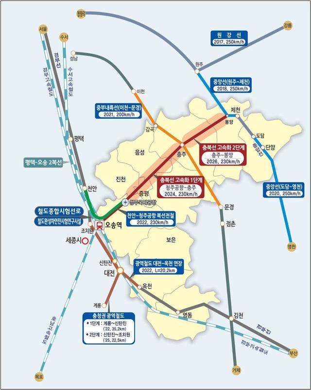 ▲ 충북철도망도.ⓒ충북도