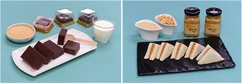 ▲ 충북도농업기술원이 제조기술을 개발해 특허출원 한 ‘쌀눈 양갱’과 ‘쌀눈 스프레드’ 시제품(왼쪽부터).ⓒ충북도농업기술원