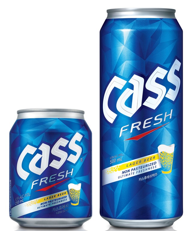 ▲ Cass Fresh 250ml캔(좌)과 500ml캔(우). ⓒ오비맥주