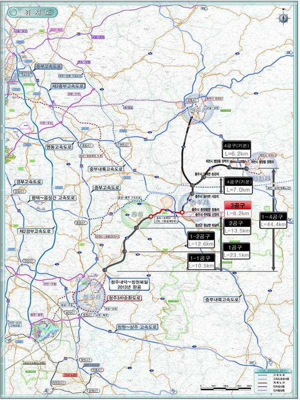 ▲ 충청내륙고속도로 제3공구 위치도.ⓒ대전국토관리청