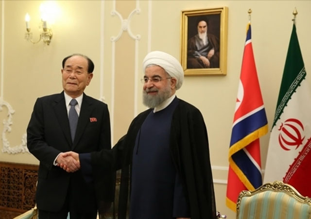 ▲ 올초 이란을 찾은 김영남 北최고인민회의 상임의장과 하산 로하니 이란 대통령. ⓒ이란 대통령궁 공개사진.