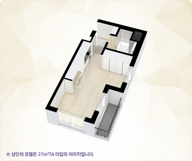 ▲ '고덕역 효성해링턴타워 더퍼스트' 오피스텔 전용 27㎡TA타입 평면도. ⓒ한국자산신탁