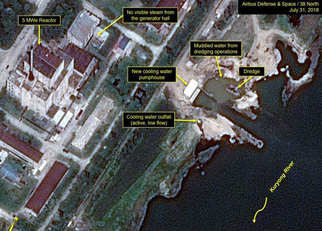 ▲ 美38노스가 9일 보고서와 함께 공개한 北영변 핵시설의 5MWe 원자로 일대 위성사진. ⓒ美38노스 화면캡쳐.