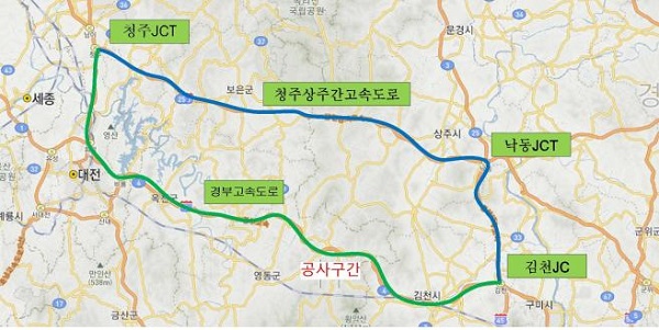 ▲ 공사구간 및 우회도로 위치도.ⓒ한국도로공사 대전충남본부