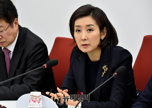 ▲ 나경원 자유한국당 의원이 지난 1월 11일 오전 국회 원내대표실에서 열린 '헌법개정 및 정개특위, 사법개혁특위' 회의에서 모두발언을 하고 있다. ⓒ뉴데일리 이종현 기자