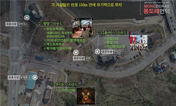 ▲ 충북 괴산군이 국토교통부 공모사업을 통해 확보한 20억 원을 들여 추진하는 ‘몽도래(夢圖來) 언덕’ 조성 사업. ⓒ괴산군