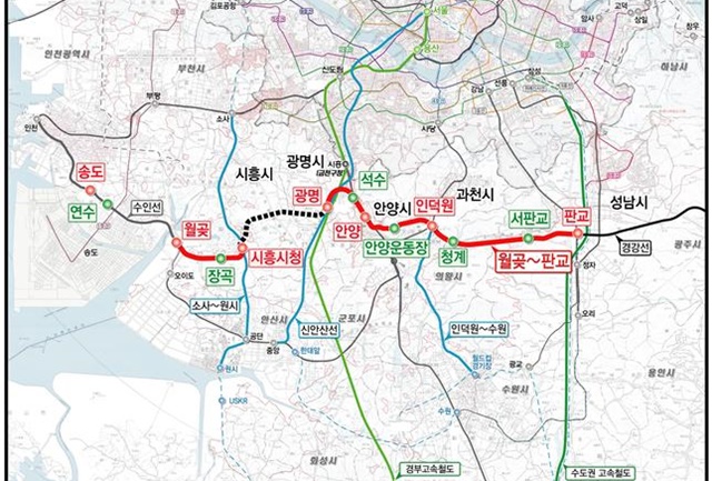 ▲ 월곶~판교선 노선도. ⓒ신창현 의원실