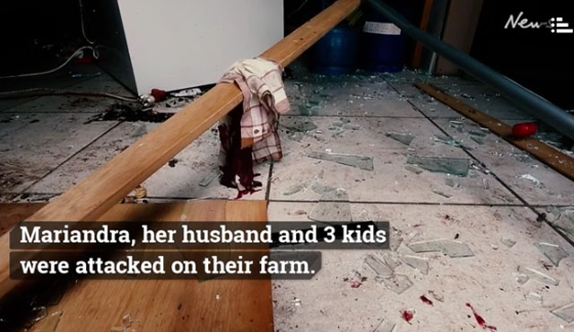 습격 당한 남아공 백인 농장. 남편과 아이들이 총격으로 숨졌다고 한다. ⓒ호주 뉴스닷컴 관련보도 화면캡쳐.