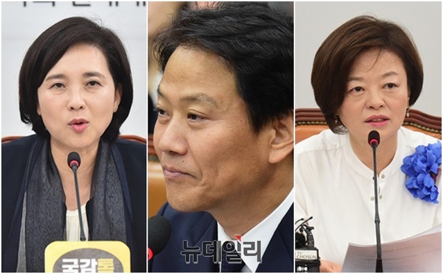▲ (왼쪽부터) 유은혜 교육부 장관 후보자와 임종석 대통령비서실장, 진선미 여성가족부 장관 후보자. ⓒ뉴데일리 DB