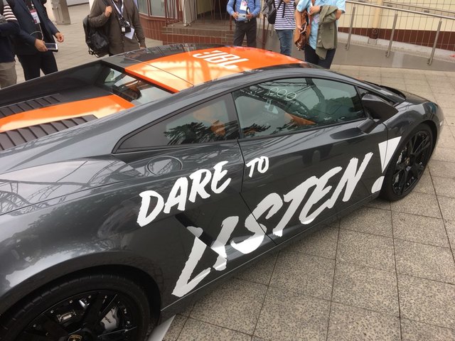 ▲ 하만의 JBL 카오디오 시스템이 탑재된 람보르기니 ⓒ장소희 기자