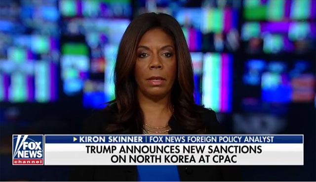 ▲ 북한의 제재 위반과 관련해 폭스뉴스와 인터뷰 중인 카이론 스키너 교수. ⓒ美폭스뉴스 유튜브 채널 캡쳐.