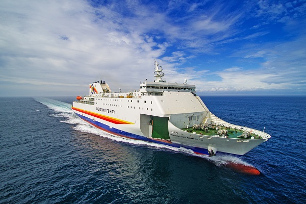 ▲ 현대미포조선이 건조한 카페리선 ‘뉴 골든 브릿지 7호’의 시운전 모습. ⓒ현대미포조선