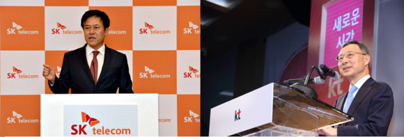 ▲ (왼쪽부터) 박정호 SKT 사장, 황창규 KT 회장ⓒ뉴데일리DB