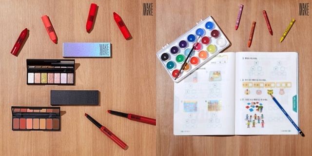 ▲ 고객이 올리브영에서 웨이크메이크 상품(왼쪽)을 구매하면 판매 수익금의 일부를 유네스코 소녀교육 캠페인 기금으로 적립해 개발도상국 소녀들의 교육에 지원(오른쪽)된다는 의미를 담았다.ⓒCJ올리브네트웍스