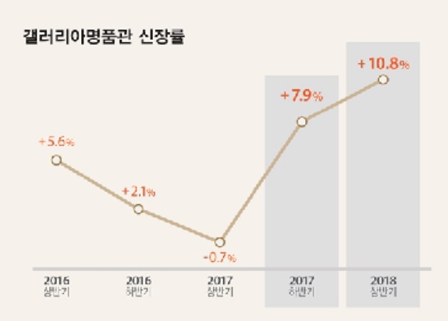 ▲ 갤러리아백화점에 따르면 명품관은 올해 2018년도 상반기 매출이 전년 대비 두 자릿수 신장률을 기록하며 괄목할만한 매출 호조세를 나타내고 있다.ⓒ각사 제공