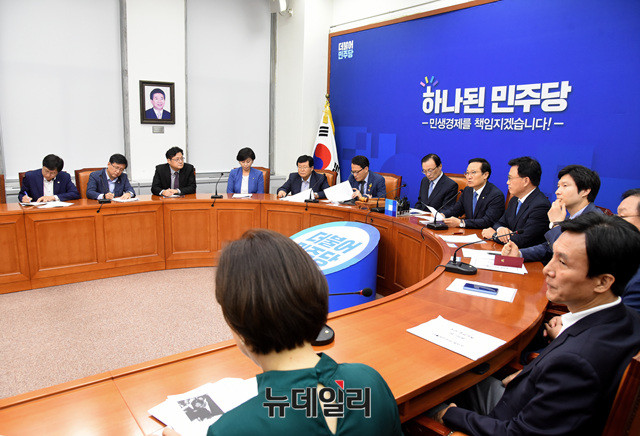 ▲ 더불어민주당 지도부. ⓒ뉴데일리 공준표 기자