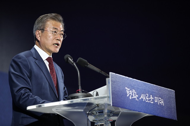 ▲ 2박 3일간의 방북을 마친 문재인 대통령이 20일 오후 귀환 직후 서울 동대문디자인플라자 내 프레스센터에서 가진 대국민 보고에서 방북 성과를 말하고 있다. ⓒ평양사진공동취재단