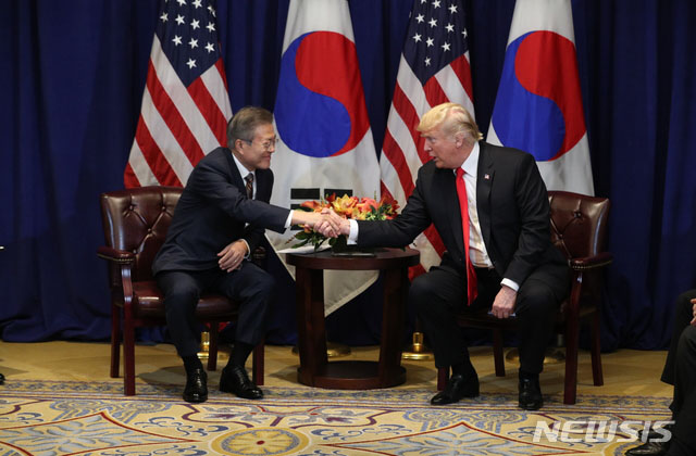 ▲ 美뉴욕에서 지난 24일(현지시간) 열린 한미정상회담. ⓒ뉴시스. 무단전재 및 재배포 금지.