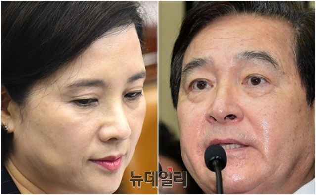 ▲ 유은혜 사회부총리 겸 교육부 장관 후보자와 심재철 자유한국당 의원. ⓒ공준표·이종현 기자