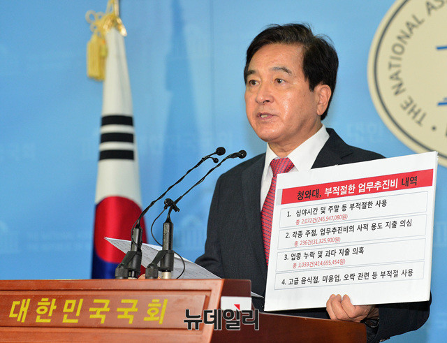 자유한국당 심재철 의원이 28일 국회 정론관에서 