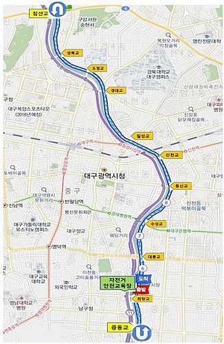 ▲ 2018 달구벌 자전거대행진 코스도.ⓒ대구시