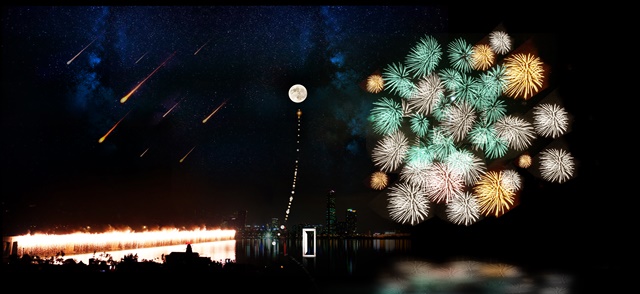 ▲ (주)한화는 10월 6일 펼쳐질 '한화서울세계불꽃축제 2018'에서 '꿈꾸는 달(The Dreaming Moon)'을 주제로 지난해보다 감성과 예술이 더해진 스토리 불꽃을 선보인다. 올해 처음으로  인공달을 활용한 연출, 별, 스마일, 'Happy' 등 캐릭터 불꽃 등을 연출하며 감동적인 희망 스토리에 맞춰 모두의 꿈을 응원하는 감성적인 불꽃을 연출할 예정이다. ⓒ한화