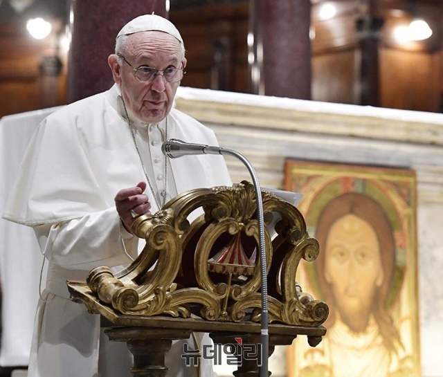 ▲ 프란치스코 교황이 발언하는 모습. ⓒ프란치스코 교황 인스타그램