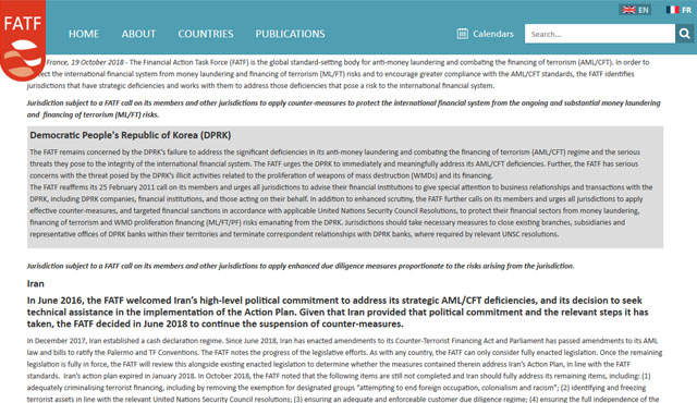▲ 국제 돈세탁방지기구(FATF)는 지난 19일(현지시간) 프랑스 파리에서 제30기 1차 총회를 마친 뒤 