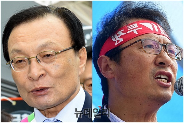 ▲ 이해찬 더불어민주당 대표와 김명환 민노총 위원장. ⓒ뉴데일리 DB