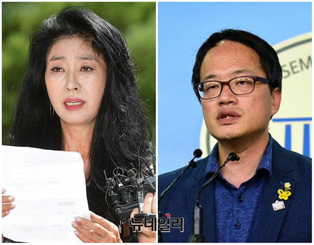 ▲ 배우 김부선 씨와 더불어민주당 박주민 의원. ⓒ뉴데일리 DB