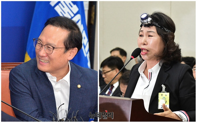 ▲ 더불어민주당 홍영표 원내대표와 김용임 한국유치원총연합회 전북지회장. ⓒ뉴데일리 DB