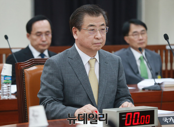 ▲ 서훈 국가정보원장이 29일 오후 국회에서 열린 정보위원회 전체회의에 출석해 시작을 기다리고 있다. ⓒ뉴데일리 이종현 기자