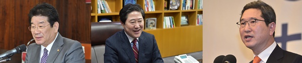 ▲ 자유한국당 차기 원내대표 유력 후보군으로 알려진 강석호 의원(왼쪽부터), 유기준 의원, 김학용 의원. ⓒ뉴데일리 DB