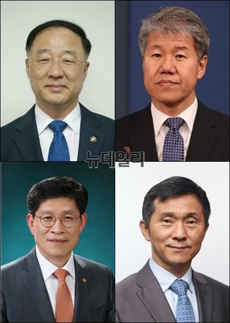 ▲ 홍남기 신임 기획재정부 장관 후보자(위 왼쪽부터)와 김수현 신임 대통령비서실 정책실장, 노형욱 신임 국무조정실장, 김연명 신임 대통령비서실 사회수석비서관. ⓒ청와대