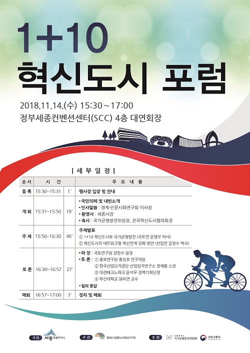 ▲ 1+10 연대회의·혁신도시 ‘포럼’ 포스터.ⓒ세종시