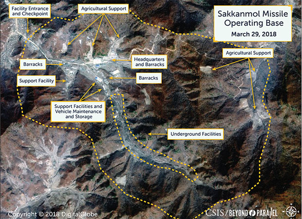 ▲ 美CSIS가 내놓은 보고서 속 北석간몰 기지 위성사진. ⓒ美CSIS 보고서 캡쳐-디지털 글로브.