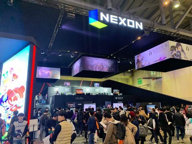 ▲ 부산 벡스코 제 1전시장에 마련된 넥슨의 행사 부스 모습. ⓒ연찬모 기자