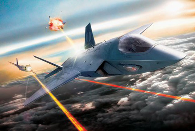 ▲ HELLADS를 장착한 F-35 전폭기 간의 도그파이팅 상상도. ⓒ美공군 공개 일러스트.