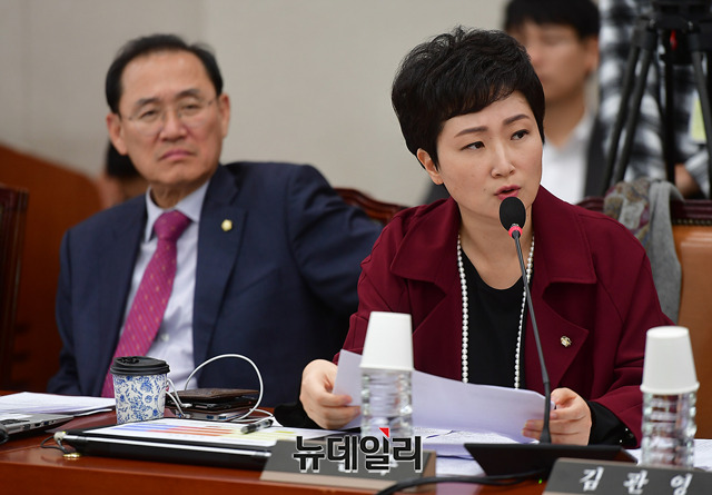 ▲ 이언주 바른미래당 의원이 26일 오후 국회에서 열린 산업통상자원중소벤처기업위원회의 중소벤처기업부, 특허청에 대한 국정감사에서 질의를 하고 있다. ⓒ뉴데일리 정상윤 기자