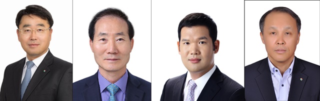 ▲ (좌로부터) 김태진 재무본부 부사장, 안채종 건축수행본부장(부사장), 허윤홍 신사업추진실장(부사장), 이광일 플랜트 부문 대표(부사장). ⓒGS건설