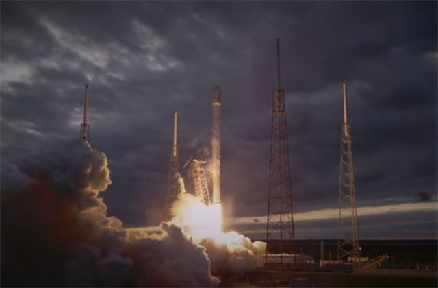 ▲ 엘론 머스크의 회사 '스페이스X'가 '팔콘-9'을 발사하는 모습. ⓒ스페이스X 홍보영상 유튜브 캡쳐.