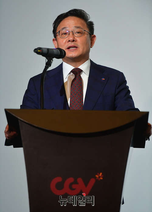 ▲ 최병환 CJ CGV 대표이사가 6일 CGV용산아이파크몰에서 열린 '2018 하반기 CGV 영화산업 미디어포럼'에서 인사말을 하고 있다. ⓒ뉴데일리 정상윤 기자