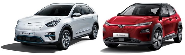 ▲ 왼쪽부터 기아차 '니로 EV'와 현대차 '코나 일렉트릭' ⓒ현대·기아차