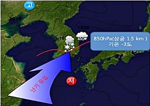 ▲ 10일 오후4시 발표된 날씨예상모식도.ⓒ대구기상지청