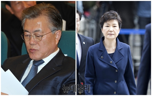 ▲ 문재인 대통령과 박근혜 전 대통령. ⓒ뉴데일리 DB