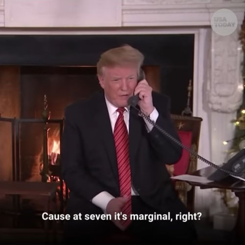 ▲ '동심파괴' 논란을 일으킨 트럼프 美대통령의 발언. ⓒ美USA투데이 관련 영상 캡쳐.