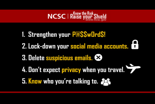 ▲ 美국가방첩안보센터가 제시한 사이버 공격예방 5가지 원칙. ⓒ美NCSC 홈페이지 캡쳐.