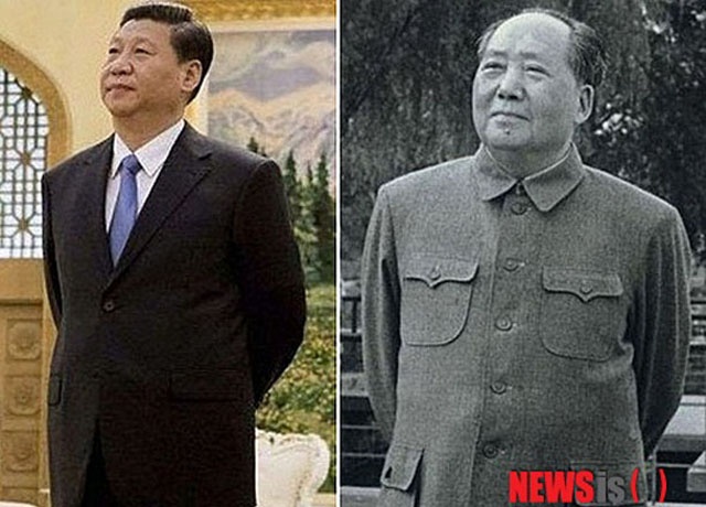 ▲ 마오쩌둥과 같은 포즈를 취한 시진핑 중국 국가주석. 시진핑 우상화도 마오쩌둥의 그것에 뒤지지 않는다. ⓒ뉴시스. 무단전재 및 재배포 금지.