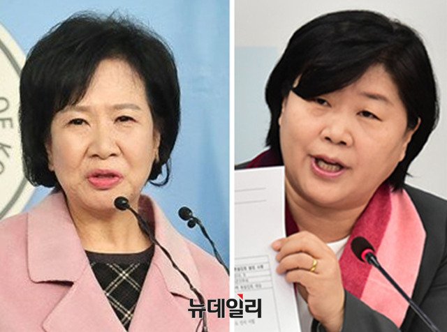 ▲ 무소속 손혜원 의원(왼쪽)과 더불어민주당 서영교 의원. ⓒ뉴데일리 이종현 기자