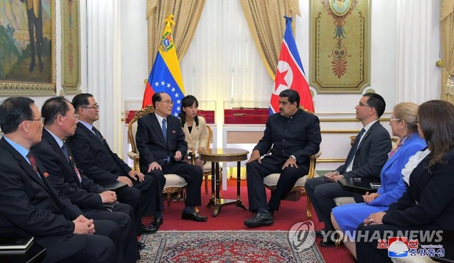 ▲ 지난해 11월 니콜라스 마두로 베네수엘라 대통령을 면담한 김영남 최고인민회의 상임위원장ⓒ[사진 = 연합뉴스]
